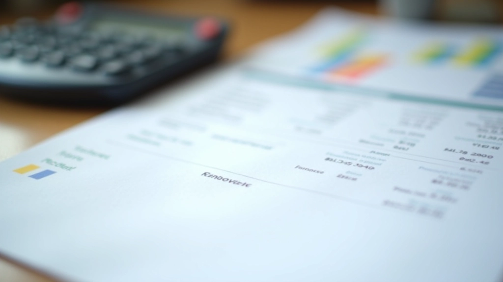 Close-up of business account statement showing categorized expenses and income clearly labeled