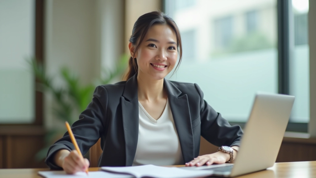 Freelancer organizing receipts and expenses on laptop with organized filing system